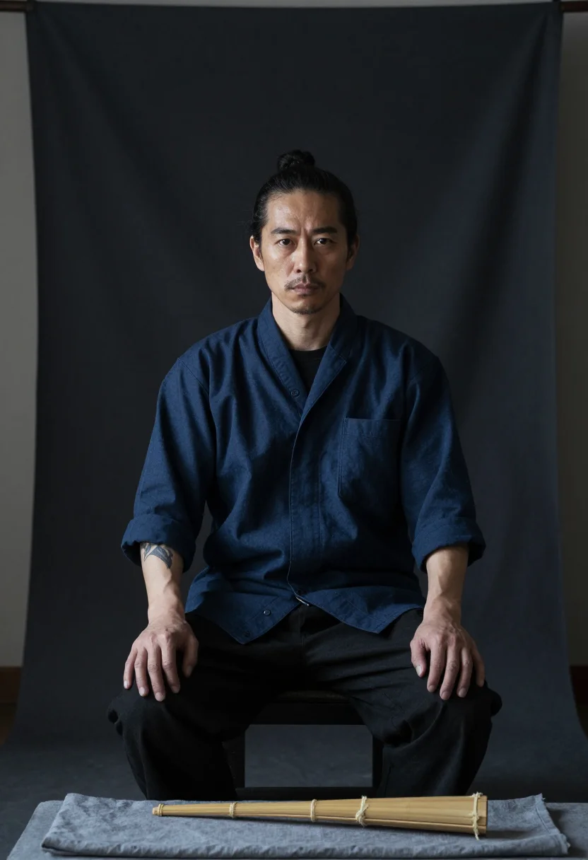 AI horishi sample — portrait of a man, three-quarter-length portrait of a Japane