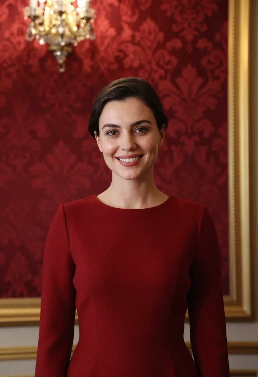 AI hotel sacher vienna red velvet sample — portrait of a woman, a hotel guest in her late twenties of H