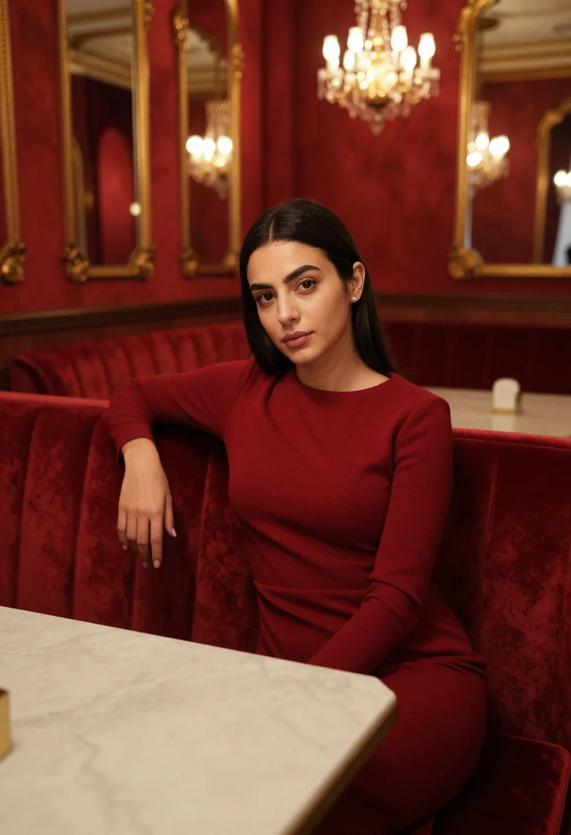AI hotel sacher vienna red velvet sample — portrait of a woman, a hotel guest in her late twenties of I