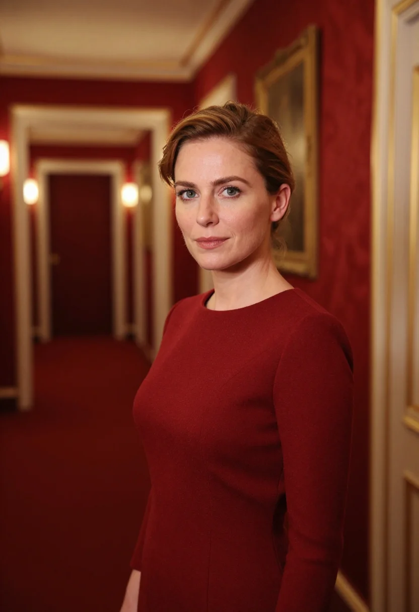AI hotel sacher vienna red velvet sample — portrait of a woman, a hotel guest in her thirties of Englis