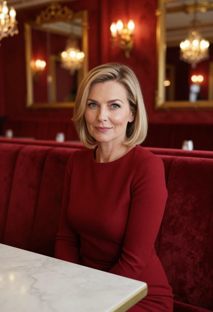 AI hotel sacher vienna red velvet sample — portrait of a woman, a hotel guest in her forties of Czech d