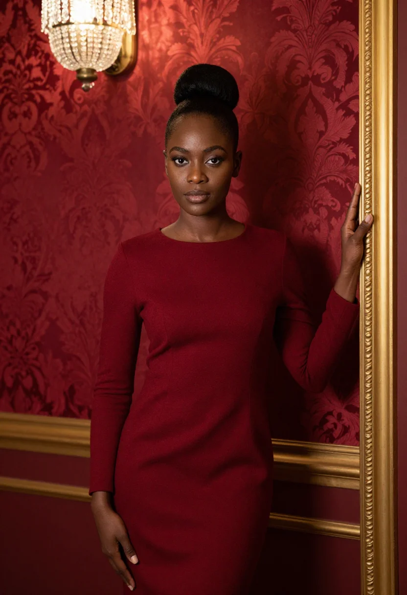 AI hotel sacher vienna red velvet sample — portrait of a woman, a hotel guest in her thirties of Senega