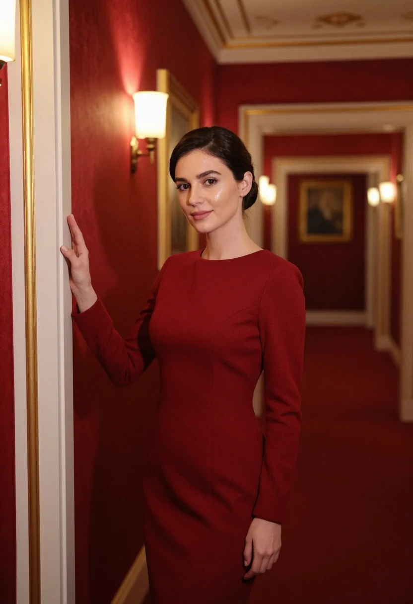 AI hotel sacher vienna red velvet sample — portrait of a woman, a hotel guest in her thirties of Croati