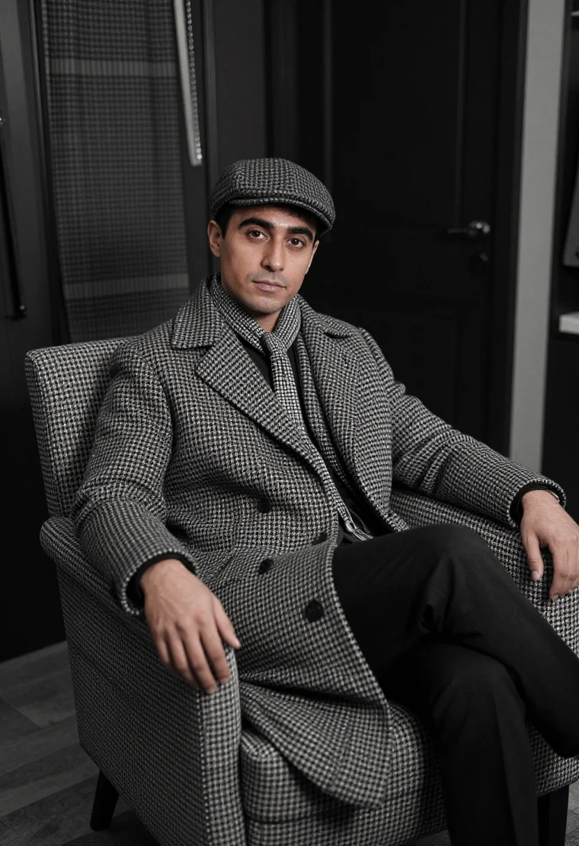 AI houndstooth sample — portrait of a man, three-quarter-length portrait of a man in