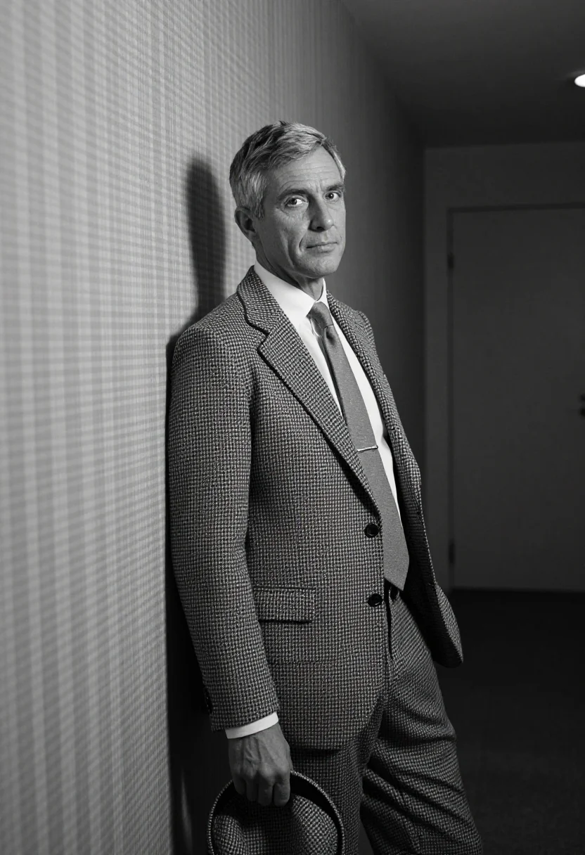 AI houndstooth sample — portrait of a man, half-length portrait of a man in his mid-