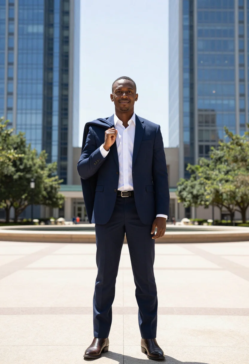 AI houston energy corridor sample — portrait of a man, waist-up portrait of an African-American
