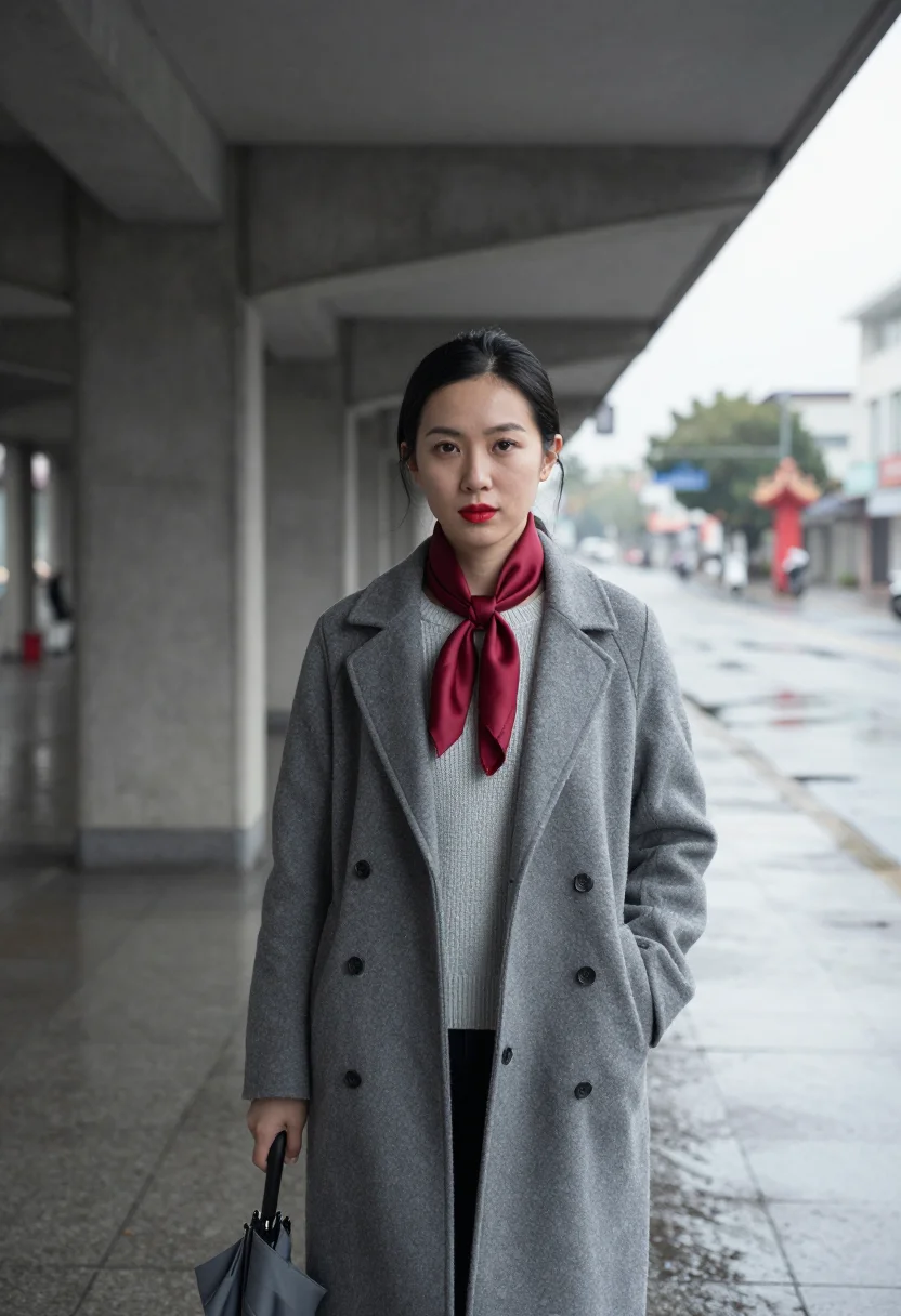 AI hsinchu chip design rain red sample — portrait of a chip designer, half-length portrait of a Taiwa
