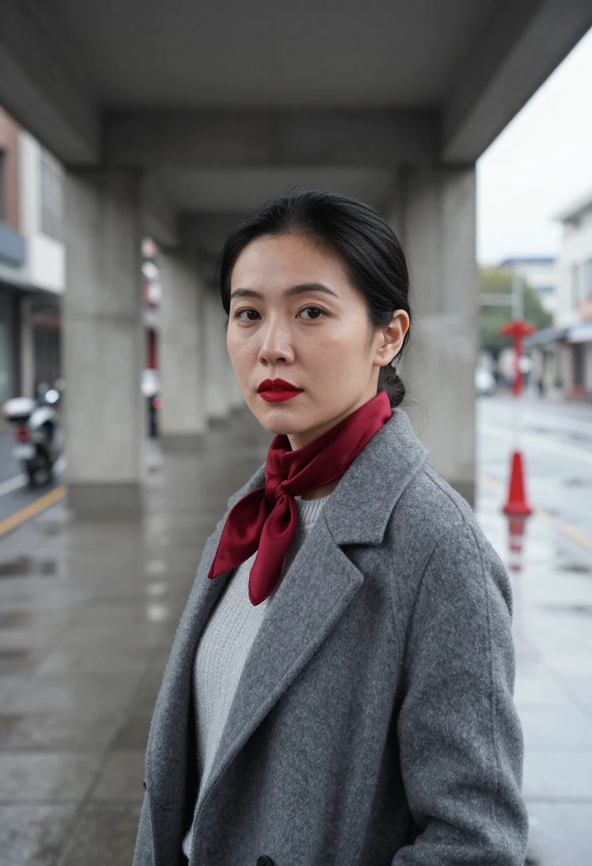 AI hsinchu chip design rain red sample — portrait of a chip designer, head-and-shoulders portrait of