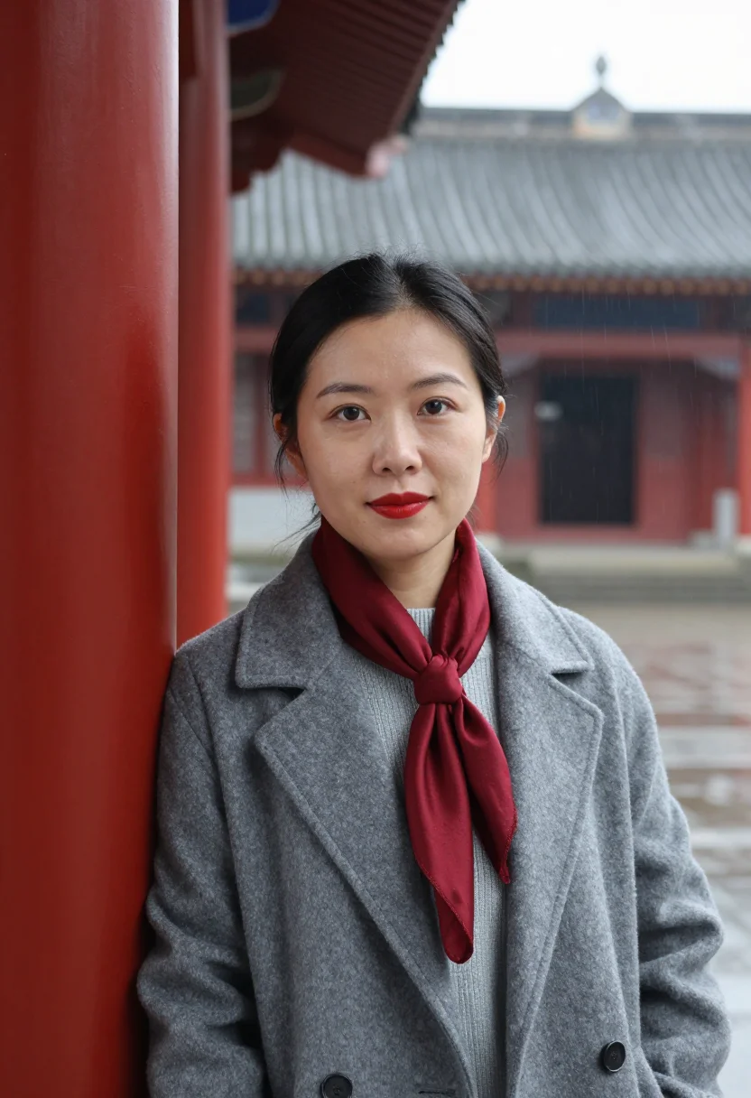 AI hsinchu chip design rain red sample — portrait of a chip designer, head-and-shoulders portrait of