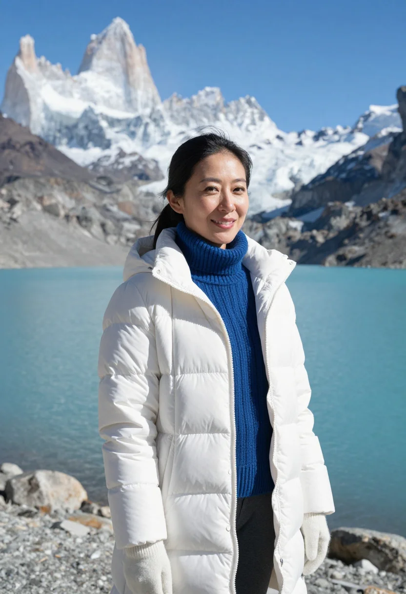 AI huaraz glaciologist cordillera blanca sample — portrait of a woman, a glaciologist in her forties of Japane