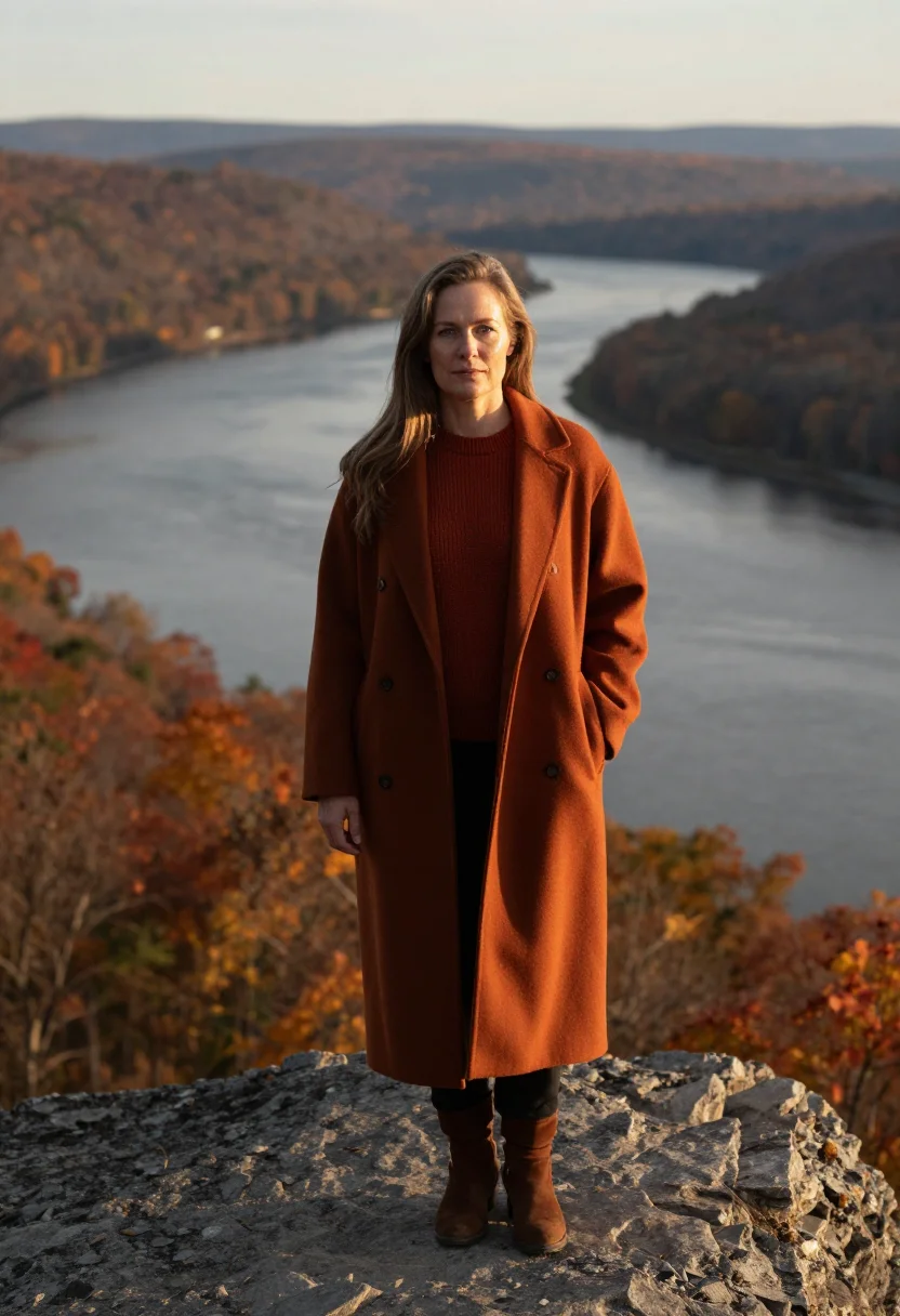 AI hudson valley october rust sample — portrait of a woman, framed half-length from the waist up, a