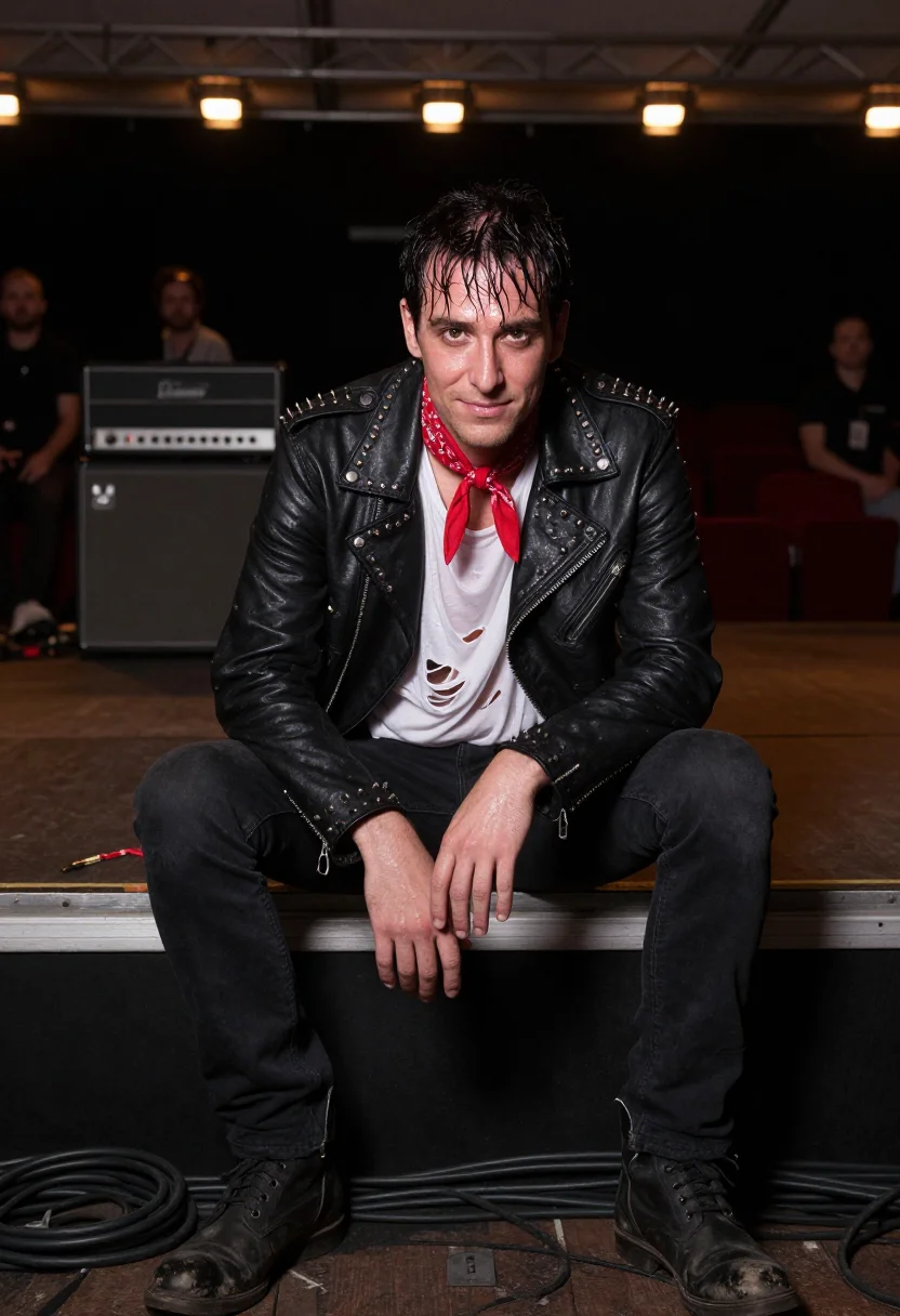AI hundred club punk sample — portrait of a man, half-length portrait of a Western-Europea