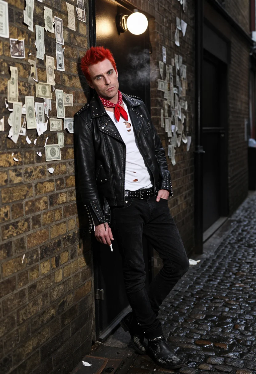 AI hundred club punk sample — portrait of a man, full-length portrait of a Western-Europea