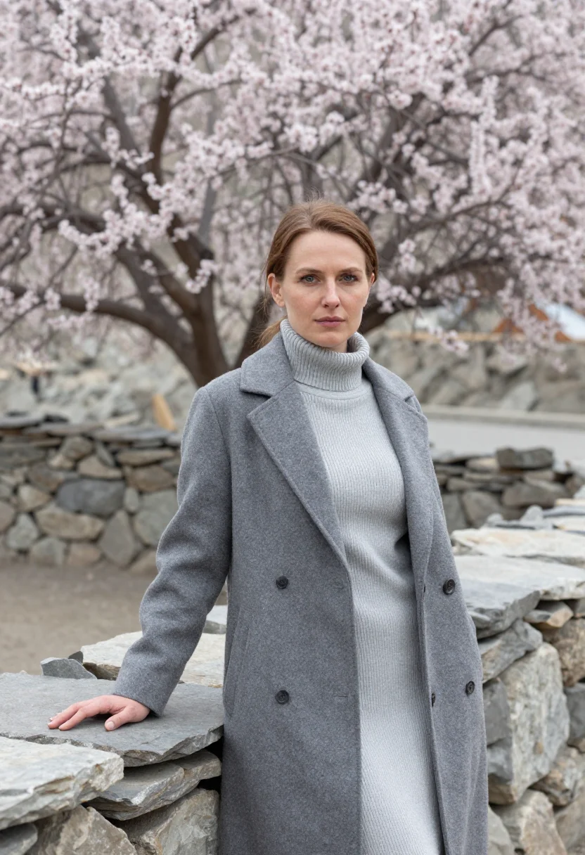 AI hunza valley physician apricot blossom sample — portrait of a woman, a physician in her early thirties with