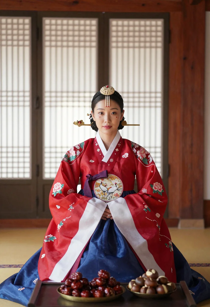 AI hwarot sample — portrait of a woman, half-length portrait of a Korean woman