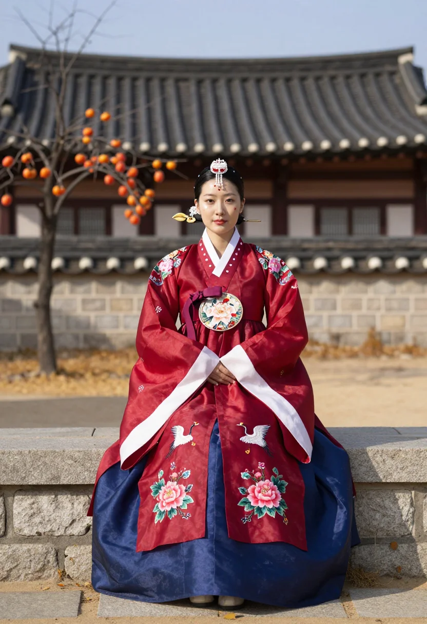 AI hwarot sample — portrait of a woman, full-length portrait of a Korean woman