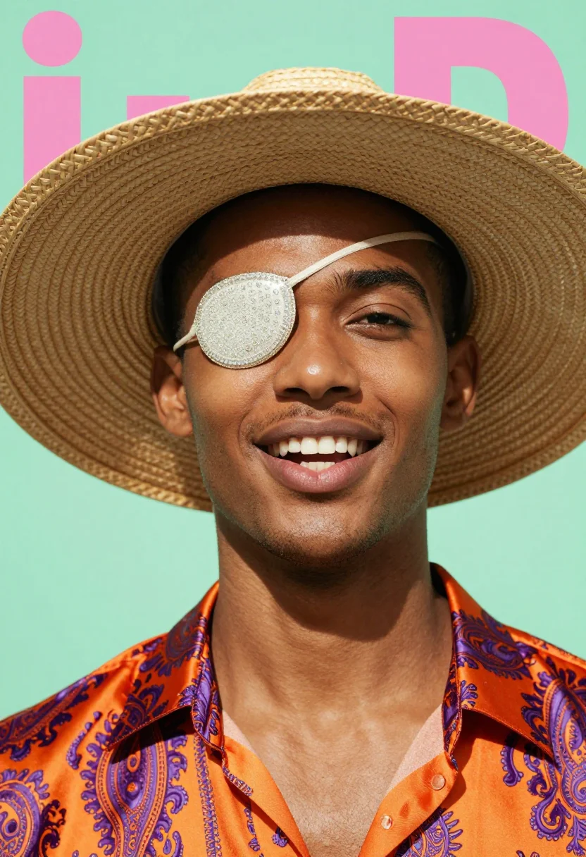 AI i d wink cover sample — tight head-and-shoulders portrait of a man of mixed Jamaican