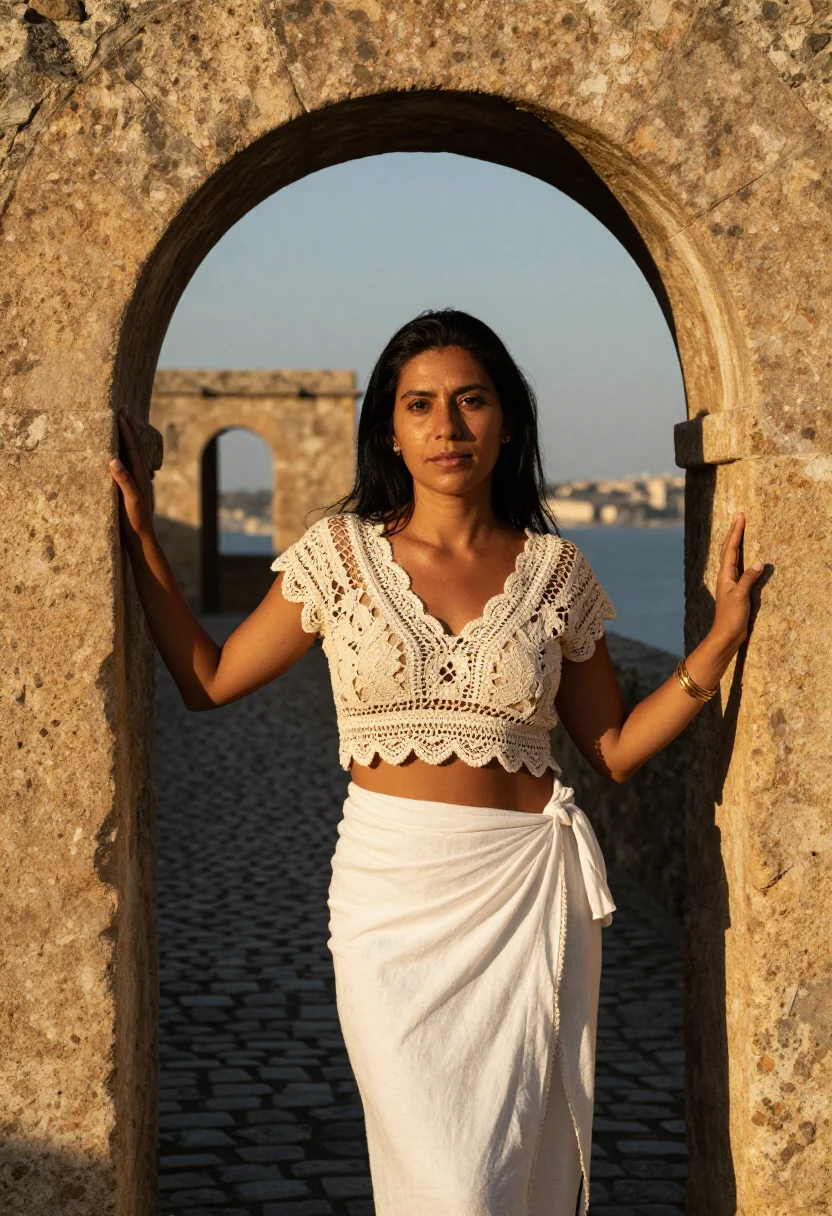 AI ibiza sample — portrait of a woman, half-length portrait of a Latin-America