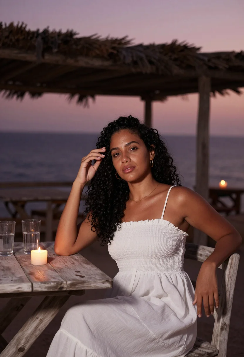 AI ibiza sample — portrait of a woman, half-length portrait of a mixed-heritag