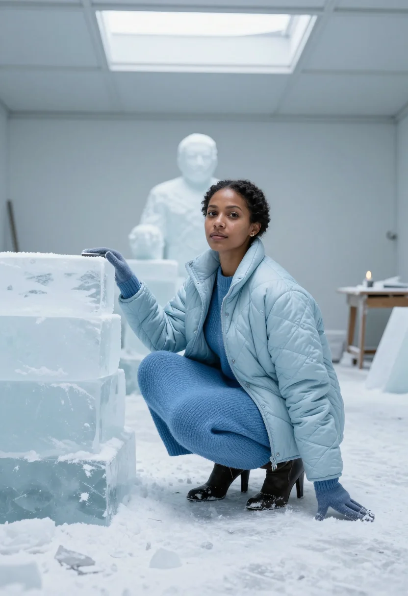 AI icehotel blue sample — portrait of a woman, full-length portrait of a woman in her