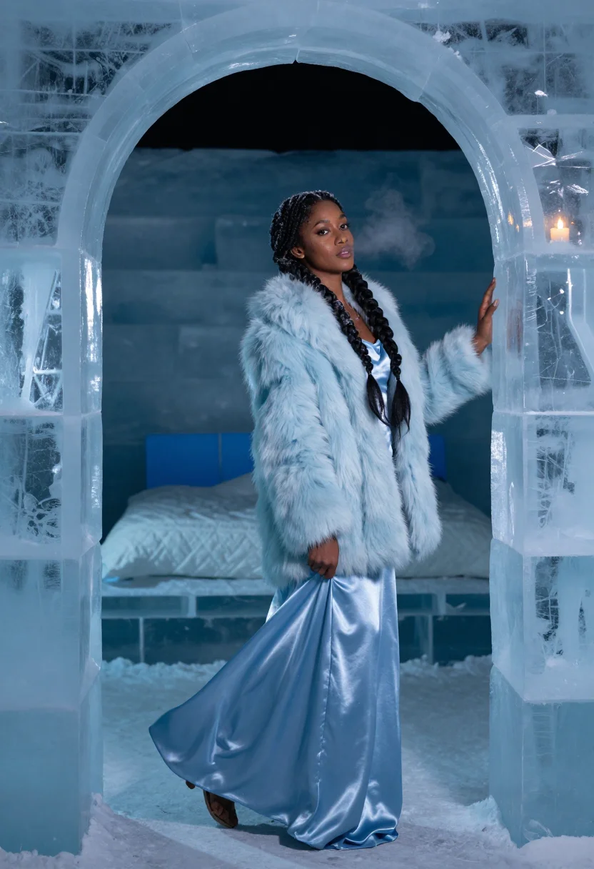 AI icehotel blue sample — portrait of a woman, full-length portrait of a woman in her