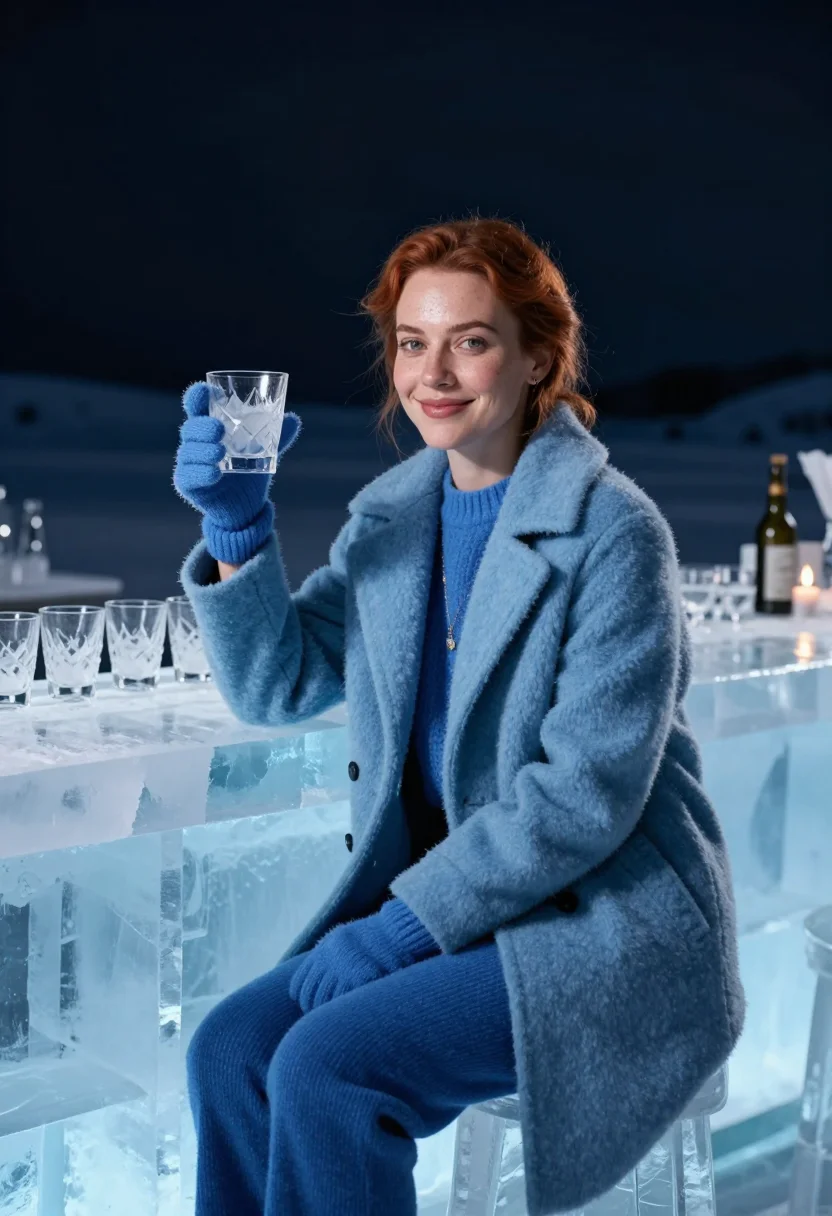 AI icehotel blue sample — portrait of a woman, half-length portrait of a woman in her