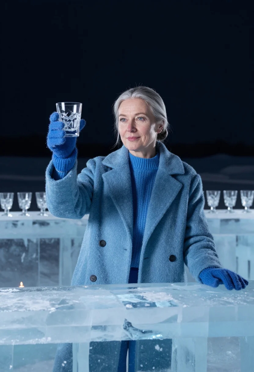 AI icehotel blue sample — portrait of a woman, half-length portrait of a woman in her