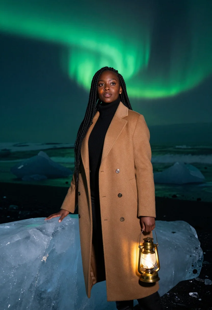 AI iceland sample — portrait of a woman, three-quarter-length portrait of a Blac