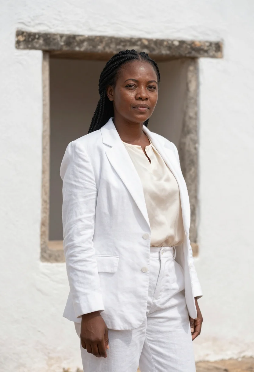 AI ilha de mocambique conservator coral white fort sample — portrait of a woman, a Mozambican conservator of Swahili-coa