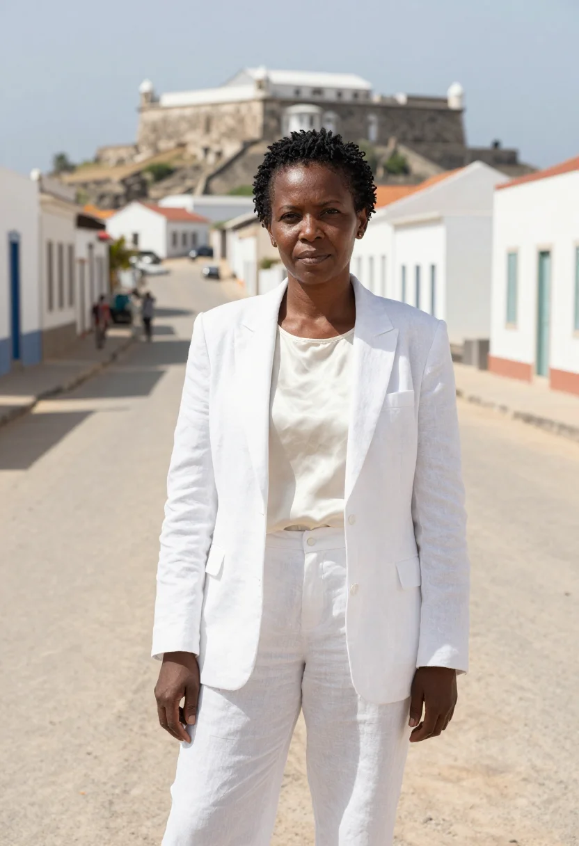 AI ilha de mocambique conservator coral white fort sample — portrait of a woman, a Mozambican conservator in her late fo