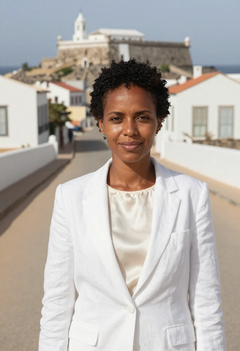 AI ilha de mocambique conservator coral white fort sample — portrait of a woman, a Mozambican conservator of mixed Portu