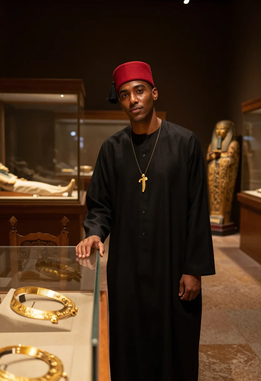 AI imhotep mummy sample — portrait of a man, three-quarter-length portrait of an Egypt