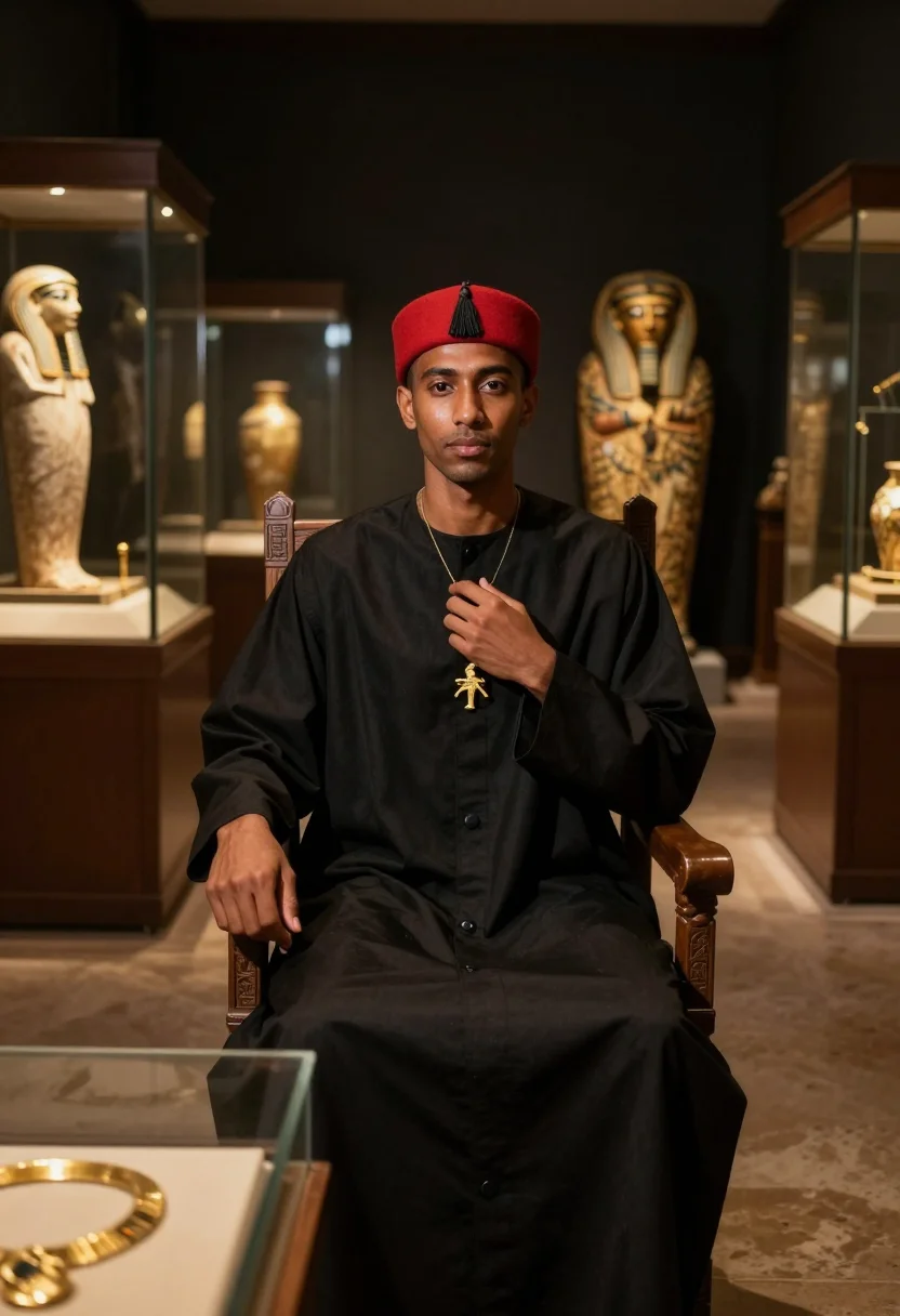 AI imhotep mummy sample — portrait of a man, half-length portrait of an Egyptian man w
