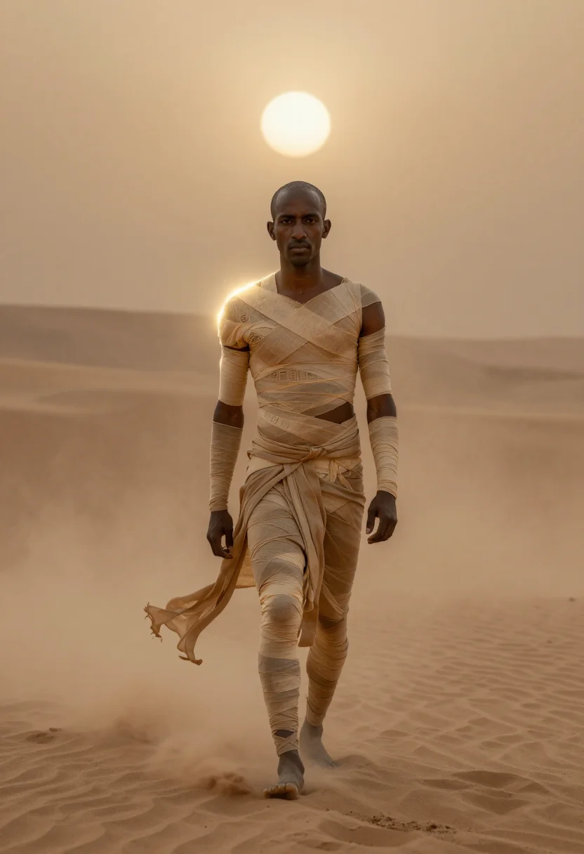 AI imhotep mummy sample — portrait of a man, full-length portrait of an Egyptian man w