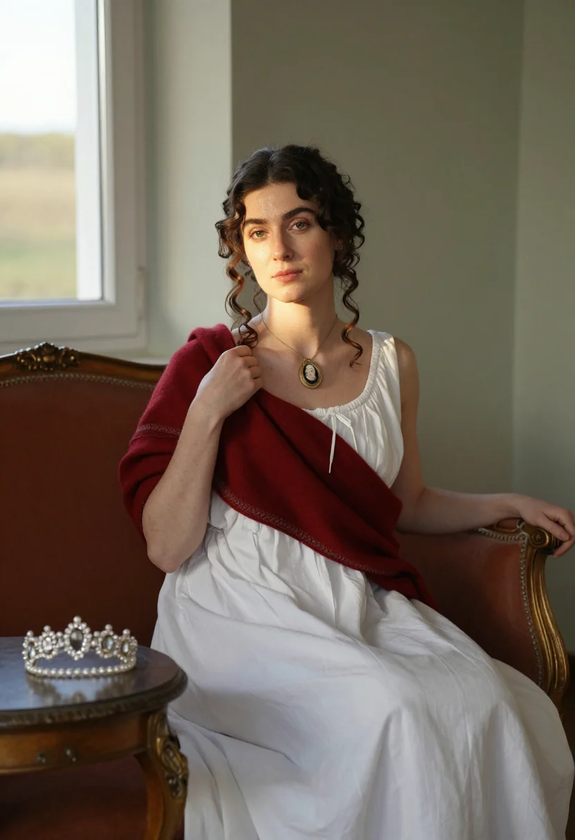 AI imperial diadem sample — portrait of a woman, half-length seated portrait of a Wester