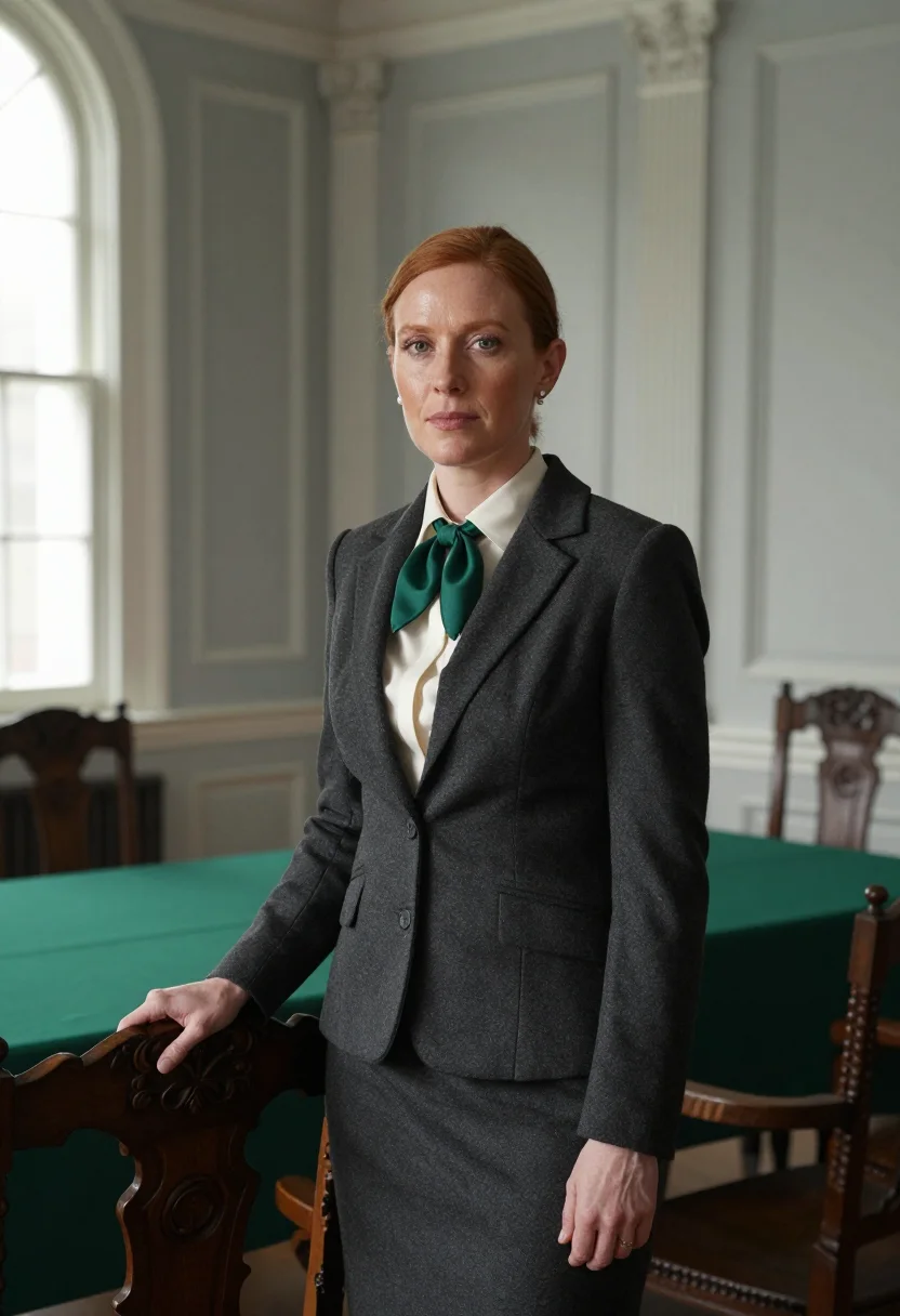 AI independence hall attorney green baize sample — portrait of a woman, half-length portrait of an attorney, a