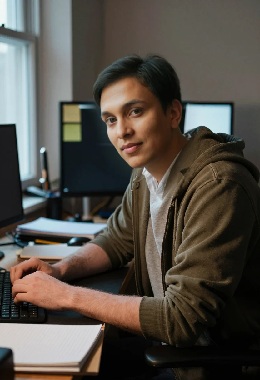 Example portrait from the AI Indie Hacker — 9 Photos in 45 Seconds