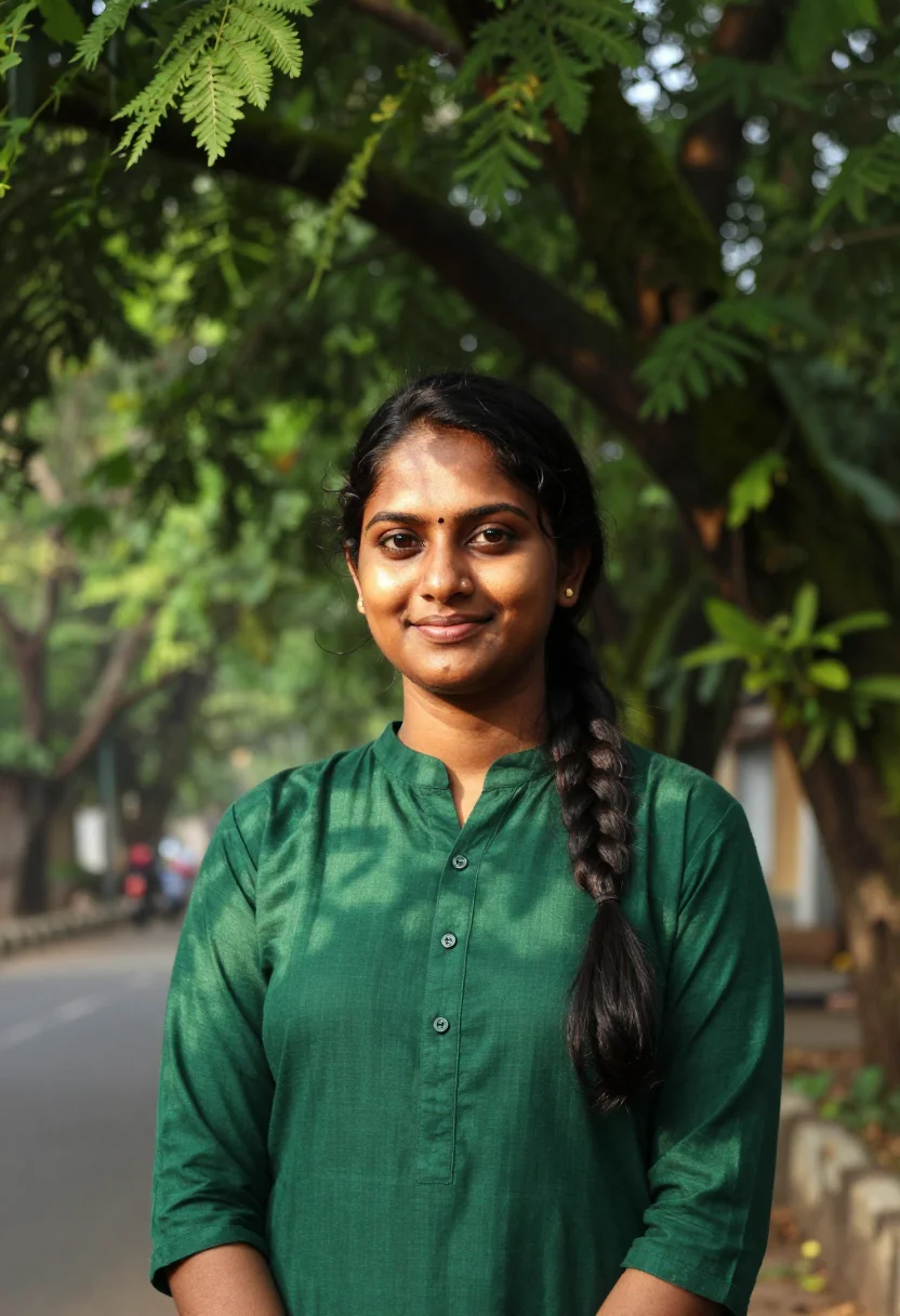 AI indiranagar ml rain tree green sample — portrait of a machine-learning engineer, chest-up portrait o