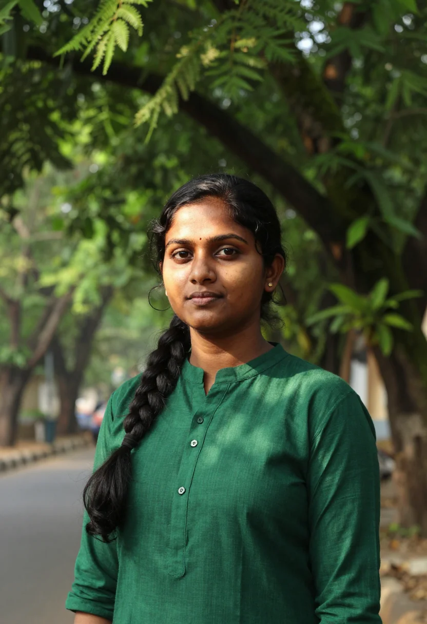 AI indiranagar ml rain tree green sample — portrait of a machine-learning engineer, head-and-shoulders