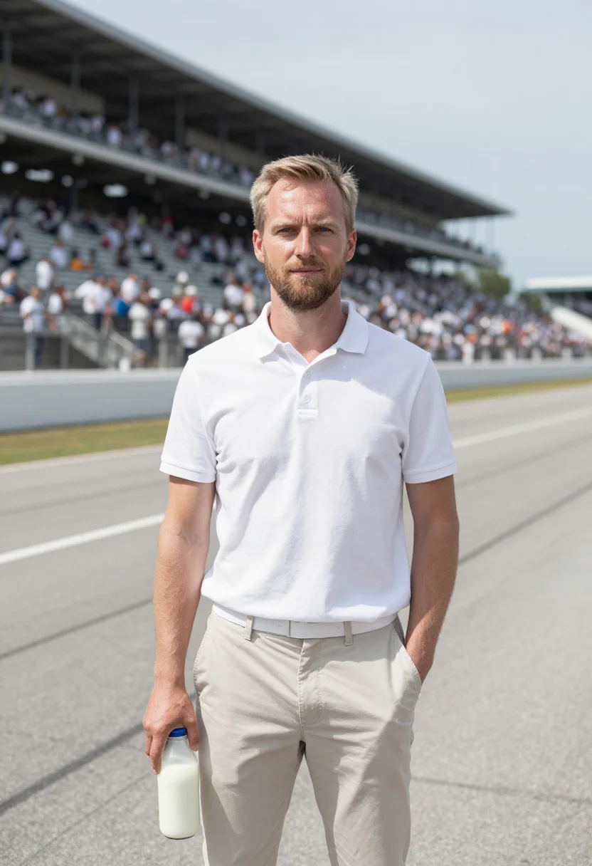 AI indy 500 brickyard memorial day white sample — portrait of a man, a Swedish-American man in his early forti
