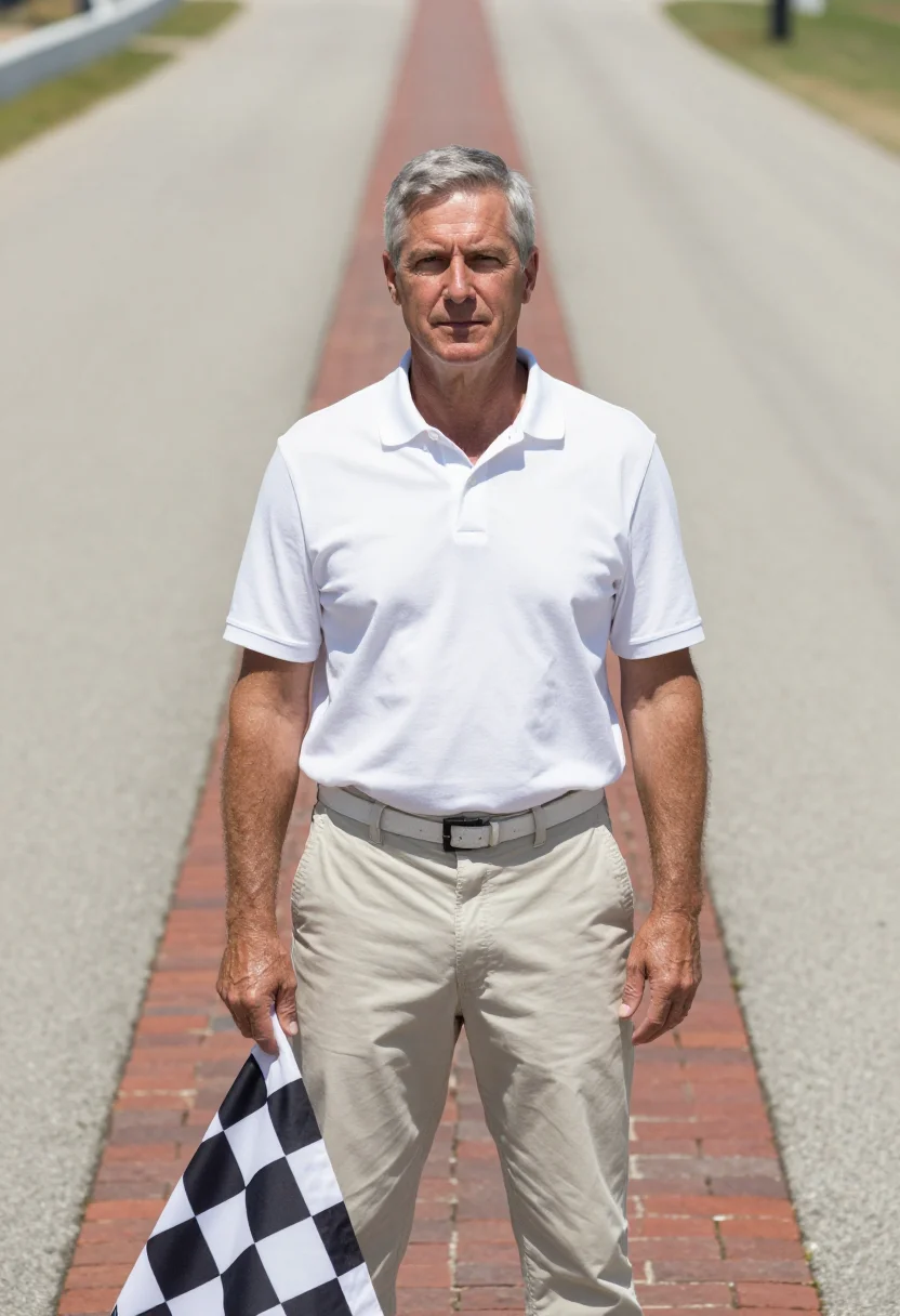 AI indy 500 brickyard memorial day white sample — portrait of a man, an American man in his early fifties with