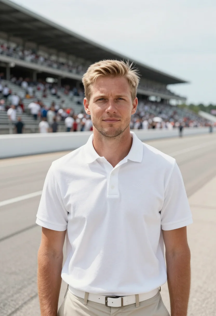 AI indy 500 brickyard memorial day white sample — portrait of a man, a German-American man in his mid-thirties