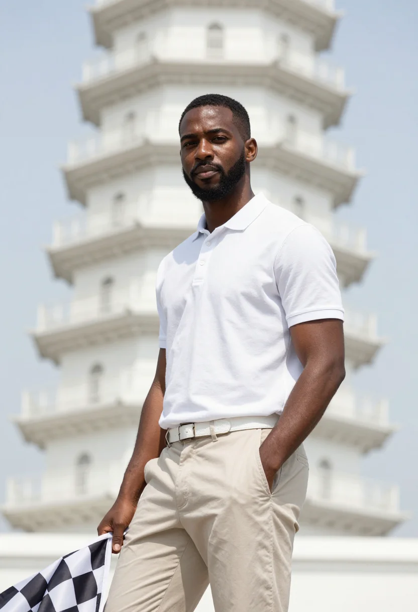 AI indy 500 brickyard memorial day white sample — portrait of a man, an African-American man in his early thir