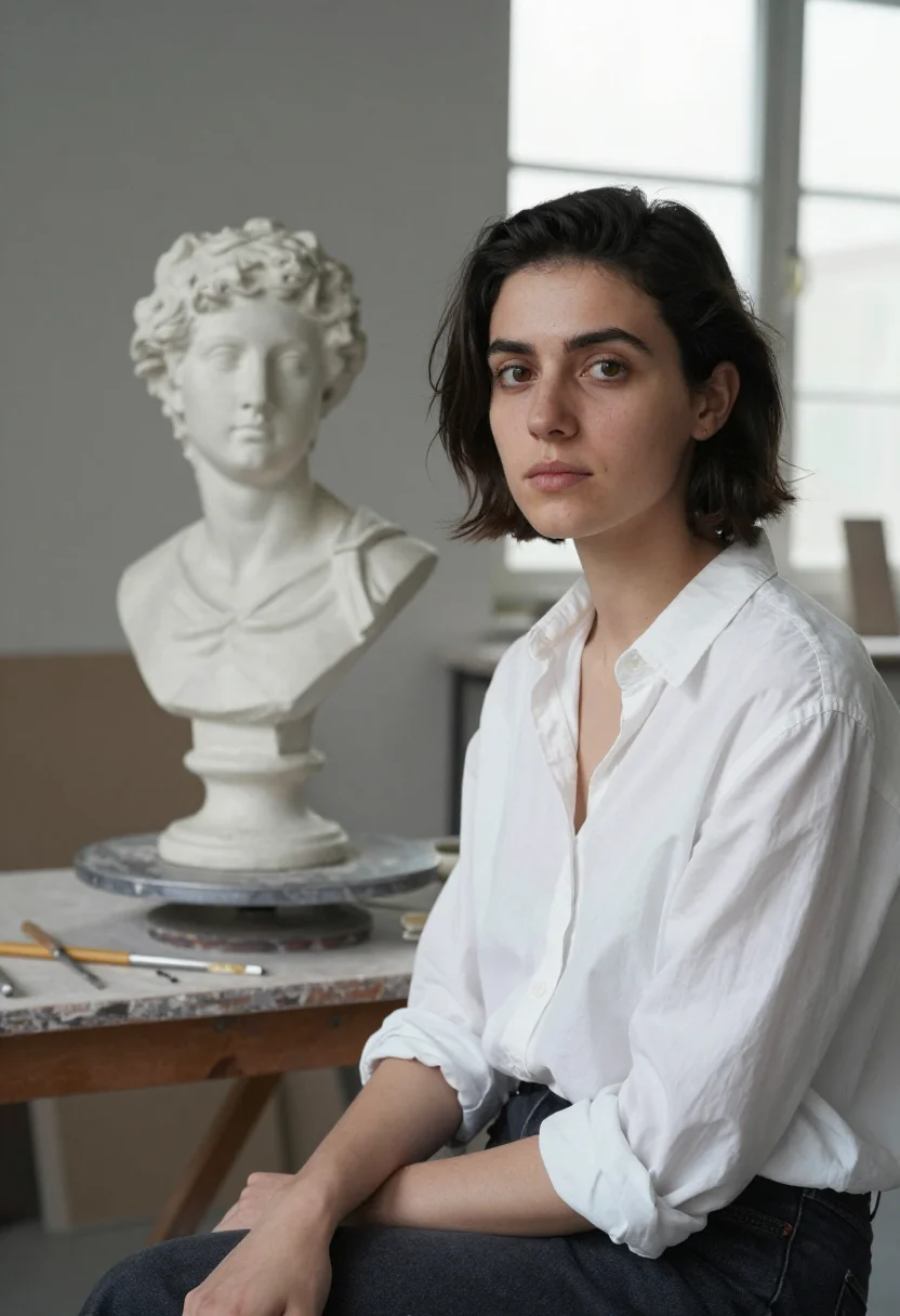 AI ines de la fressange sample — portrait of a woman, half-length portrait of a French woman