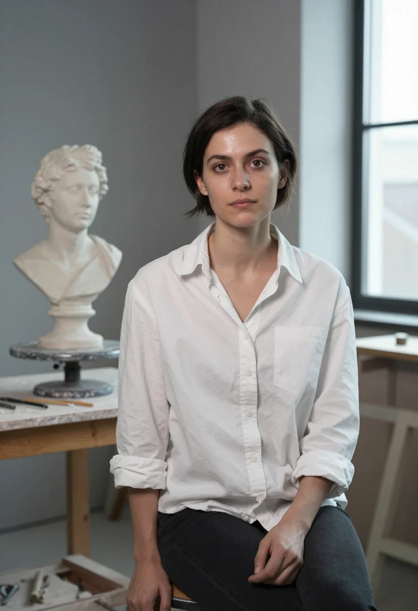 AI ines de la fressange sample — portrait of a woman, three-quarter-length portrait of a Fren