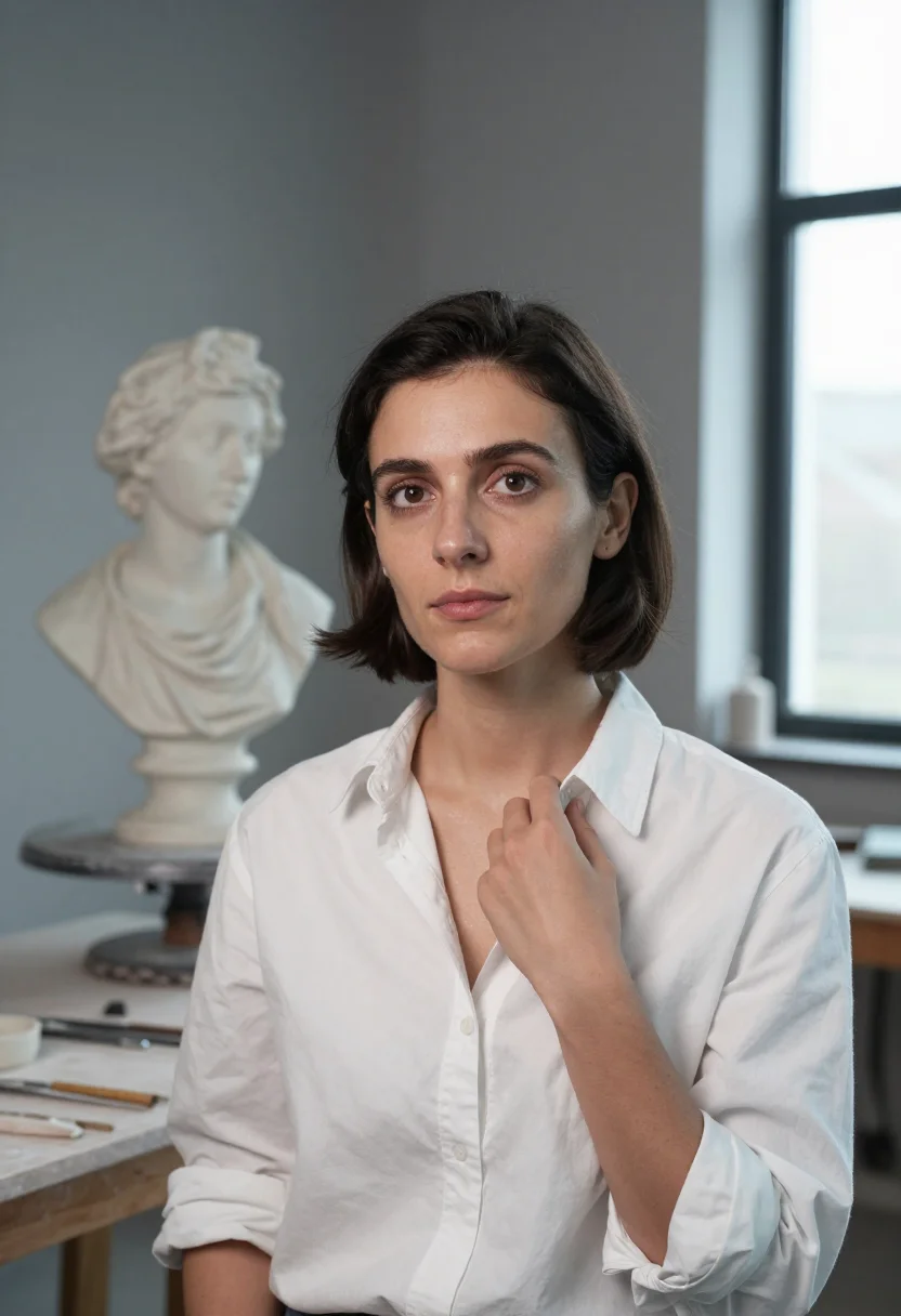 AI ines de la fressange sample — portrait of a woman, head-and-shoulders portrait of a French