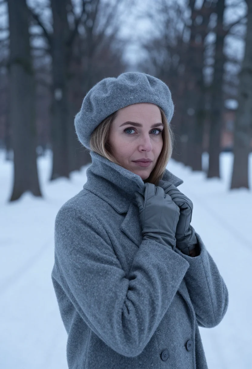 AI ingrid bergman djurgarden january grey sample — portrait of a woman, framed tight, head and shoulders, the b
