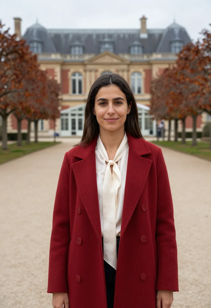 AI institut pasteur virologist brick cream sample — portrait of a woman, a virologist in her mid-thirties of Por