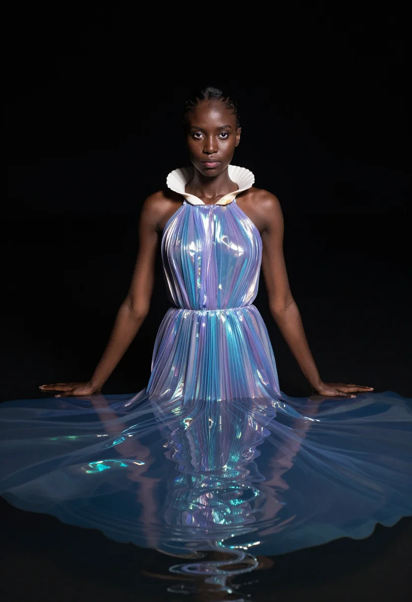AI iris van herpen sample — portrait of a woman, half-length portrait of a woman of West