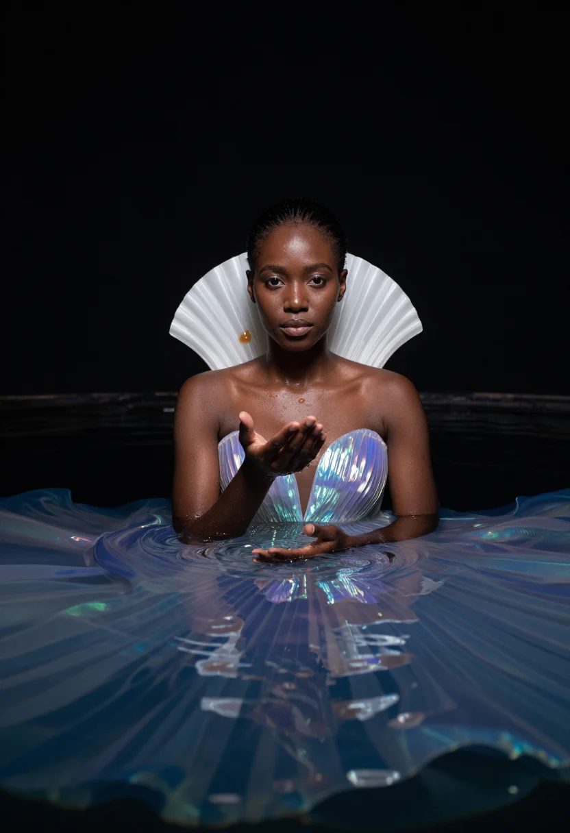 AI iris van herpen sample — portrait of a woman, chest-up portrait of a woman of West-Af